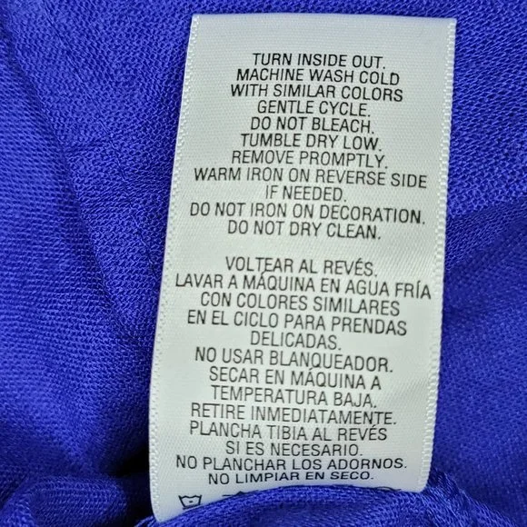 Jaclyn Smith Top Linen Blend Womens Tunic Blue Small 3/4 Sleeve Sequin Resort - Picture 11 of 12